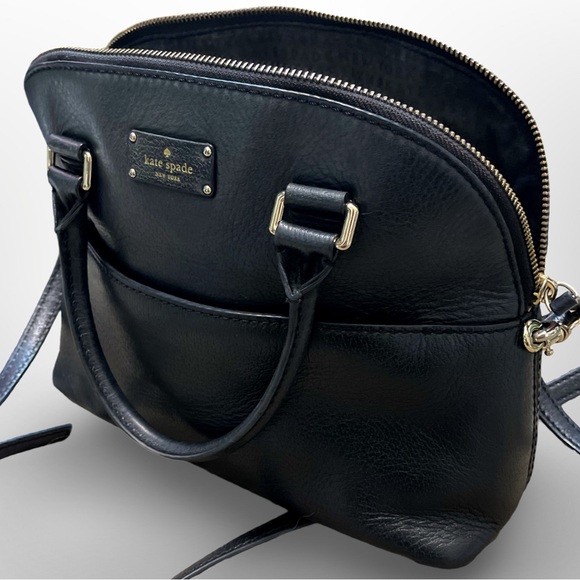 Kate Spade Grove Street Carli Black Pebbled 100% Leather Domed Crossbody Satchel - Picture 6 of 13